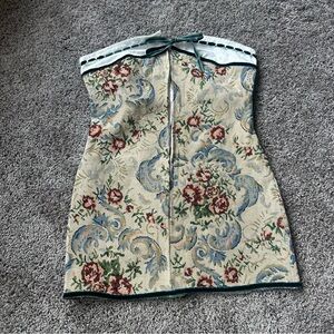 Floral Tapestry Strapless Dress